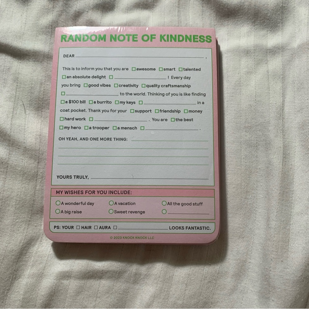 Knock Knock Nifty Notes “Random Note of Kindness” notepad